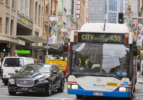 Bus Sydney CBD shopping centre