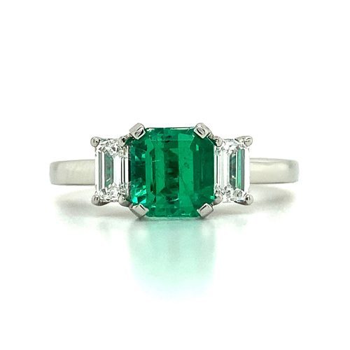 waldemar jewellers emerald three stone engagement ring