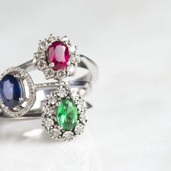 Luxury rings on white background