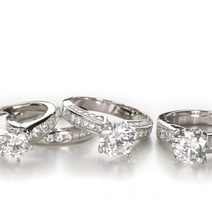 A group of contemporary diamond rings.