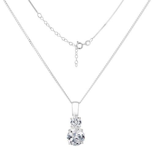 Silver necklace and pendant on white background
